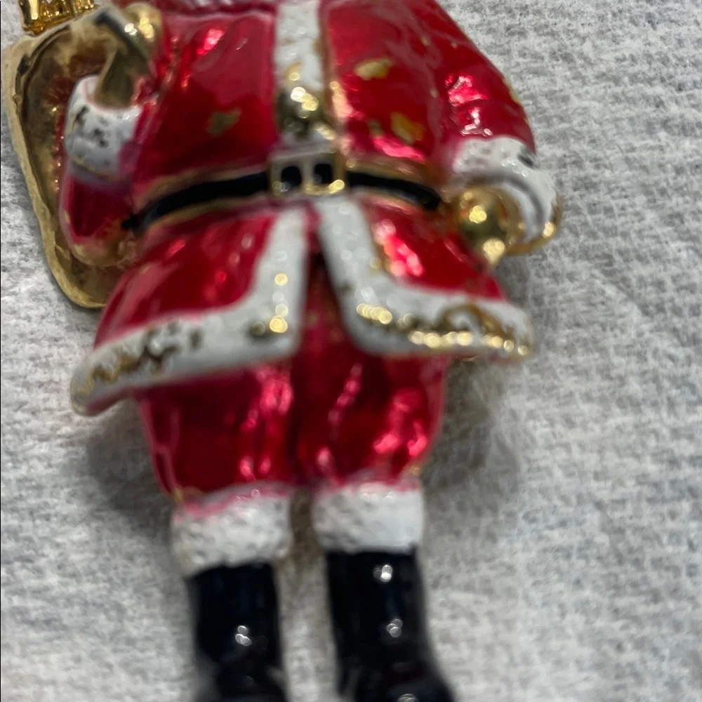 Silver Angel and Red Santa Holiday brooches